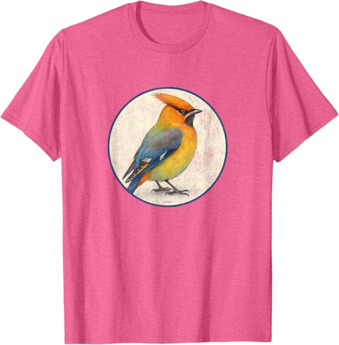 Bohemian Waxwing T-Shirt Retro Design by Bird.fan | Men's Birding Graphic Tee