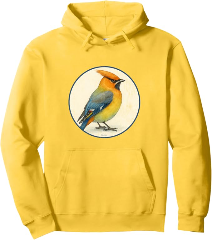Retro Bohemian Waxwing Hoodie – Vintage Bird Design Sweatshirt