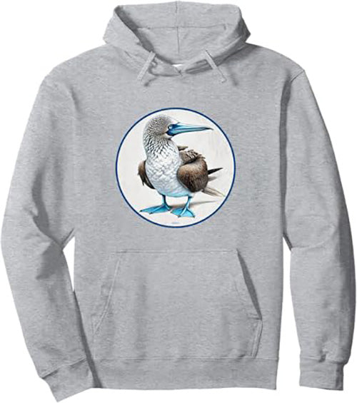 Blue Footed Booby Retro Bird Design Unisex Pullover Hoodie by Bird.fan