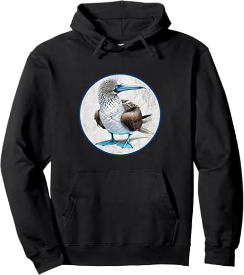 Blue Footed Booby Retro Bird Design Unisex Pullover Hoodie by Bird.fan