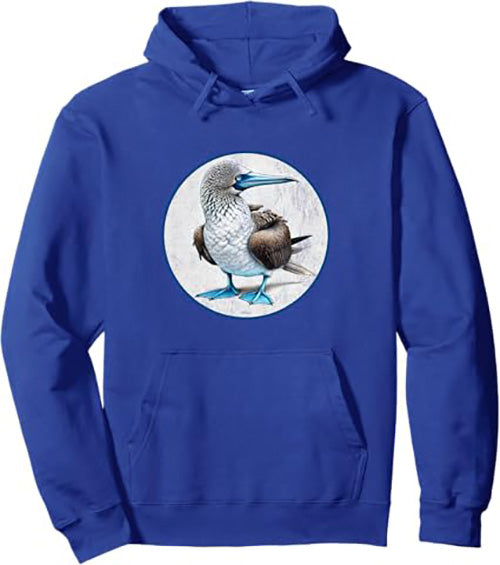 Blue Footed Booby Retro Bird Design Unisex Pullover Hoodie by Bird.fan