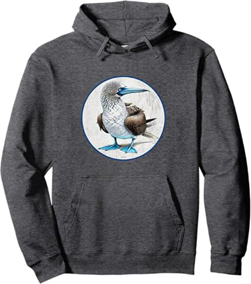 Blue Footed Booby Retro Bird Design Unisex Pullover Hoodie by Bird.fan