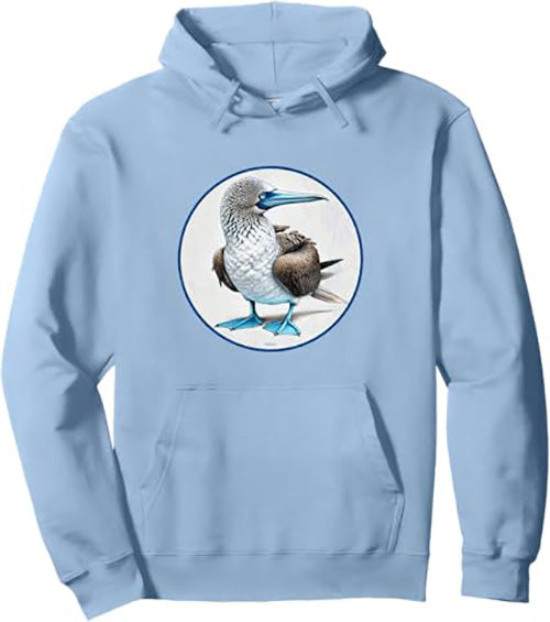 Blue Footed Booby Retro Bird Design Unisex Pullover Hoodie by Bird.fan