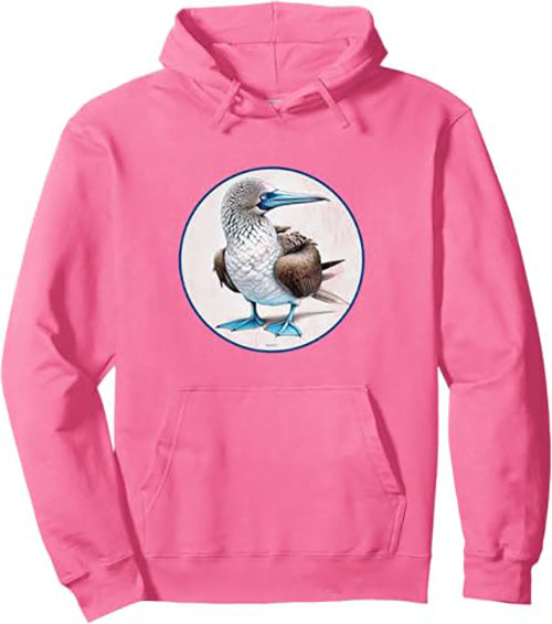 Blue Footed Booby Retro Bird Design Unisex Pullover Hoodie by Bird.fan