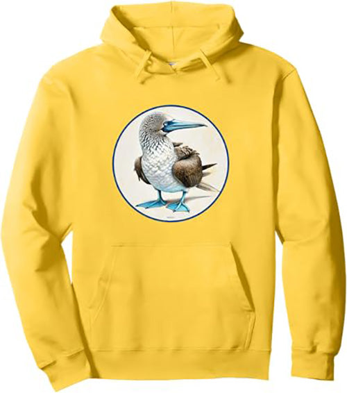 Blue Footed Booby Retro Bird Design Unisex Pullover Hoodie by Bird.fan