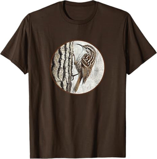 Brown Creeper T-Shirt Retro Design by Bird.fan