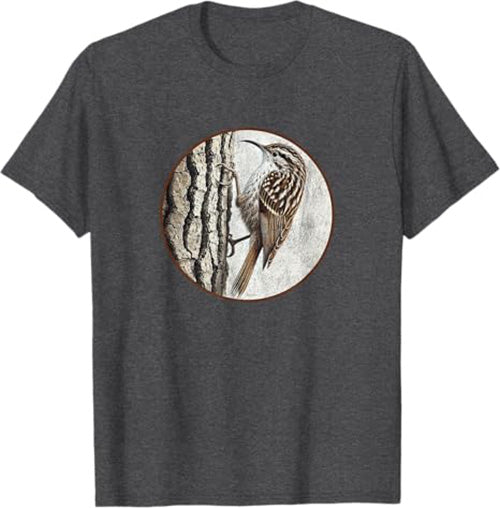 Brown Creeper T-Shirt Retro Design by Bird.fan