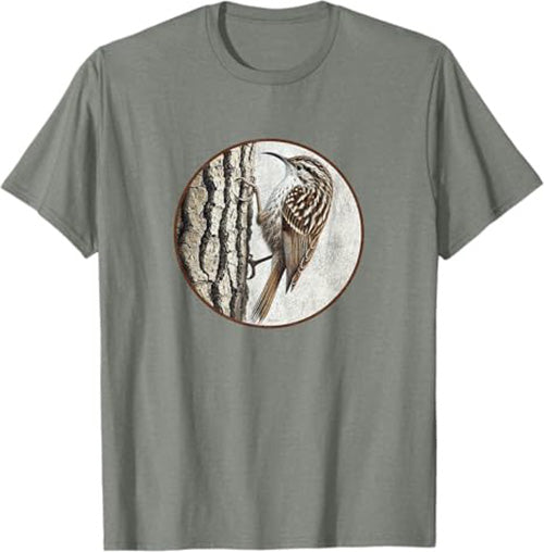 Brown Creeper T-Shirt Retro Design by Bird.fan