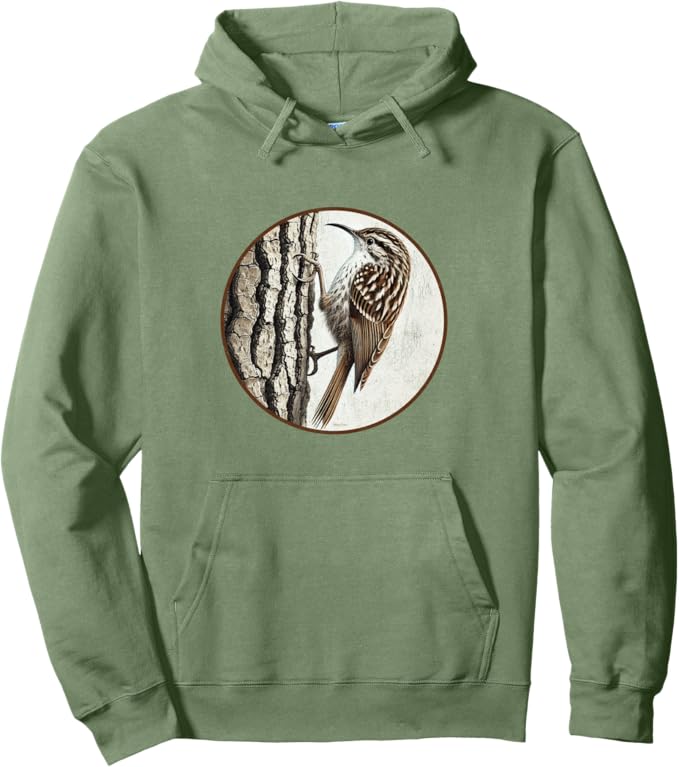 Retro Brown Creeper Hoodie – Vintage Bird Design Sweatshirt