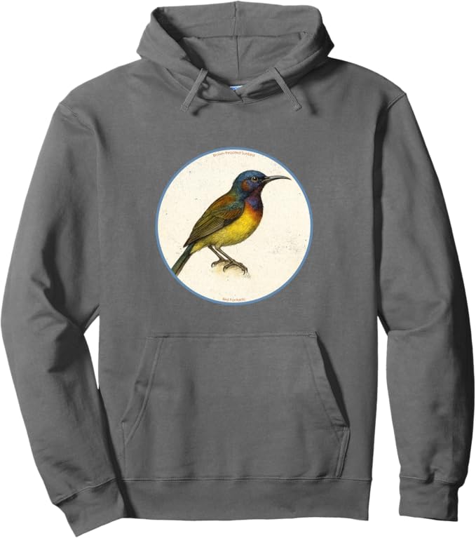 Retro Brown-Throated Sunbird Hoodie – Vintage Bird Design Sweatshirt