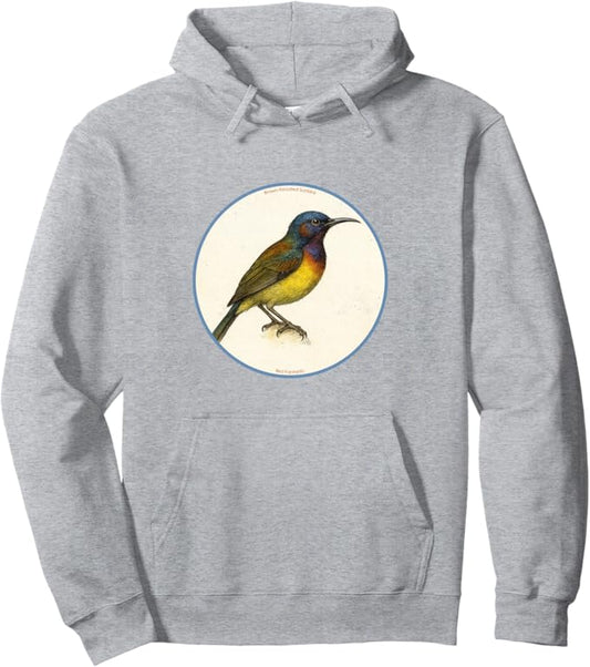 Retro Brown-Throated Sunbird Hoodie – Vintage Bird Design Sweatshirt