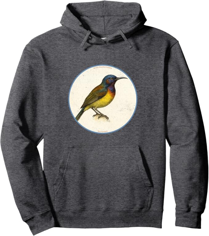 Retro Brown-Throated Sunbird Hoodie – Vintage Bird Design Sweatshirt