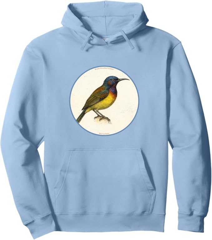 Retro Brown-Throated Sunbird Hoodie – Vintage Bird Design Sweatshirt