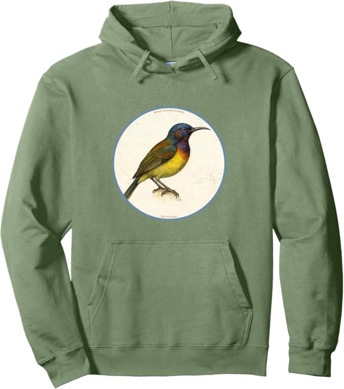 Retro Brown-Throated Sunbird Hoodie – Vintage Bird Design Sweatshirt