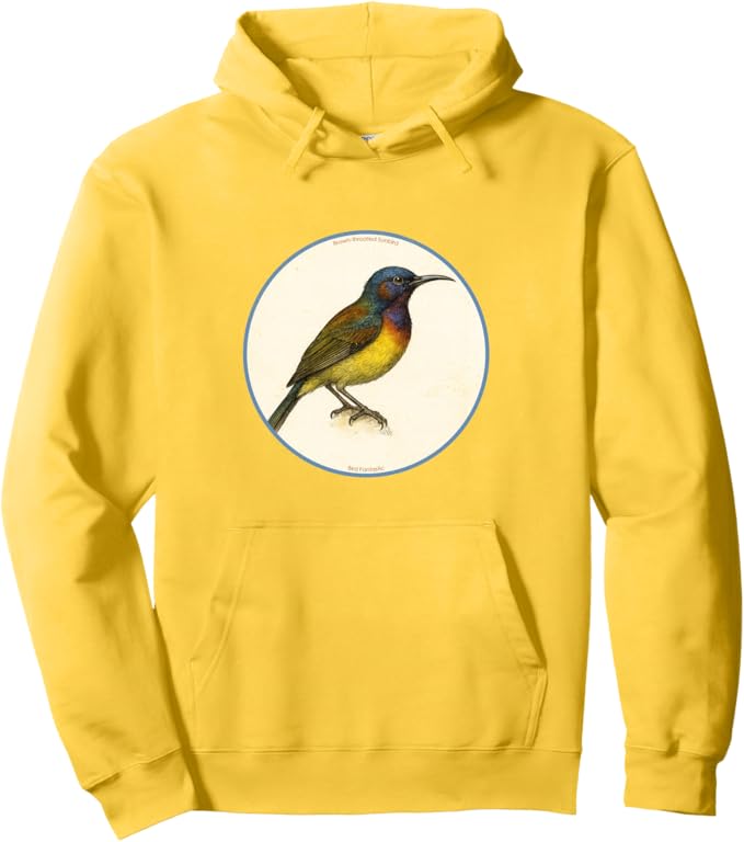 Retro Brown-Throated Sunbird Hoodie – Vintage Bird Design Sweatshirt