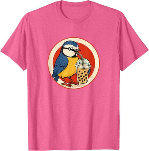 Retro Bubble Tea Bird Funny T-Shirt by Bird.fan Cute Graphic Tee