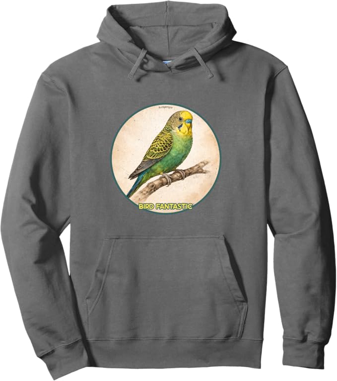 Retro Budgerigar Parrot Hoodie – Vintage Bird Design Sweatshirt