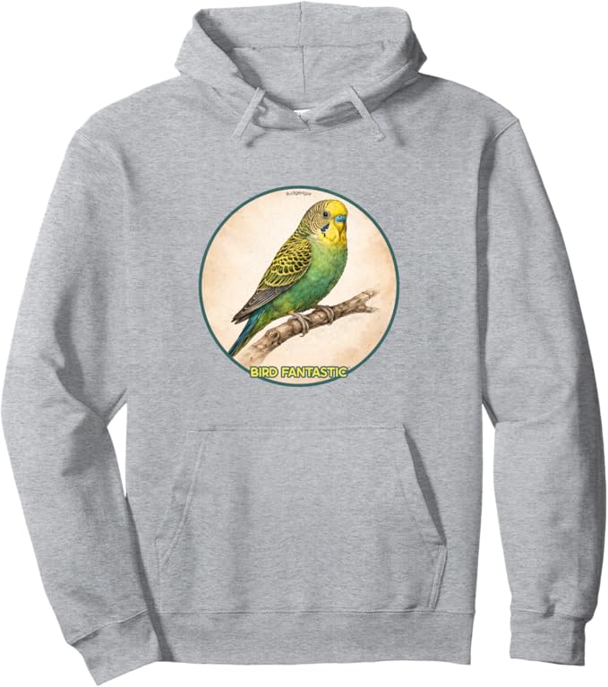 Retro Budgerigar Parrot Hoodie – Vintage Bird Design Sweatshirt