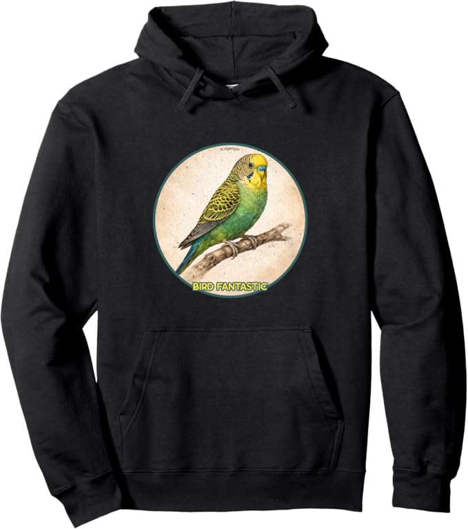Retro Budgerigar Parrot Hoodie – Vintage Bird Design Sweatshirt