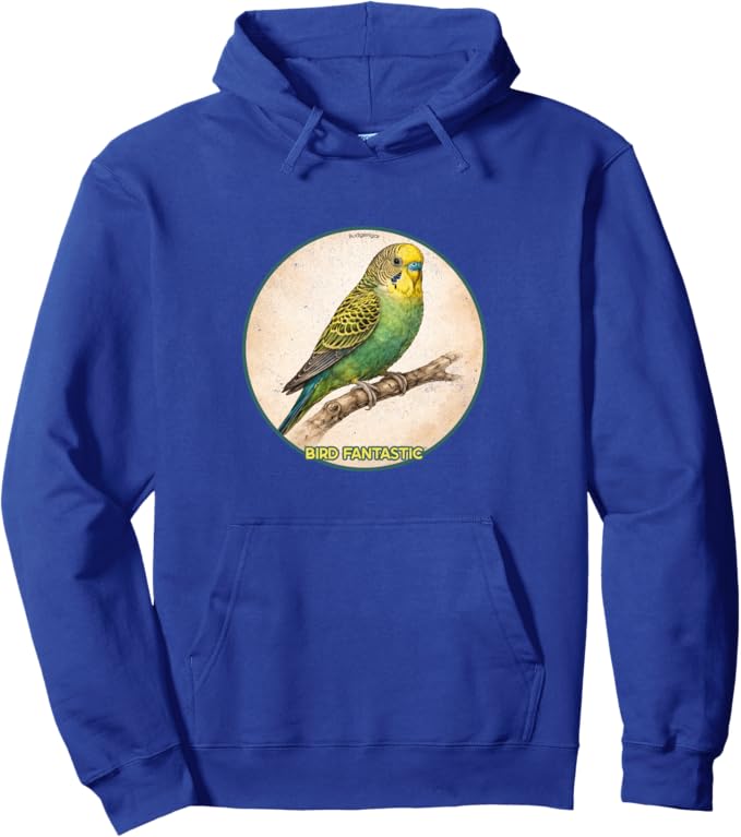 Retro Budgerigar Parrot Hoodie – Vintage Bird Design Sweatshirt
