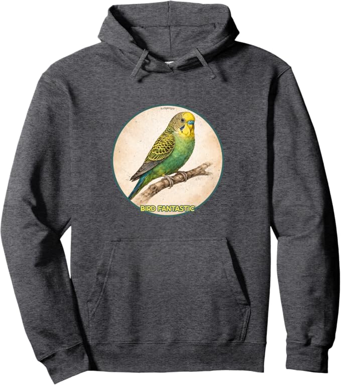 Retro Budgerigar Parrot Hoodie – Vintage Bird Design Sweatshirt