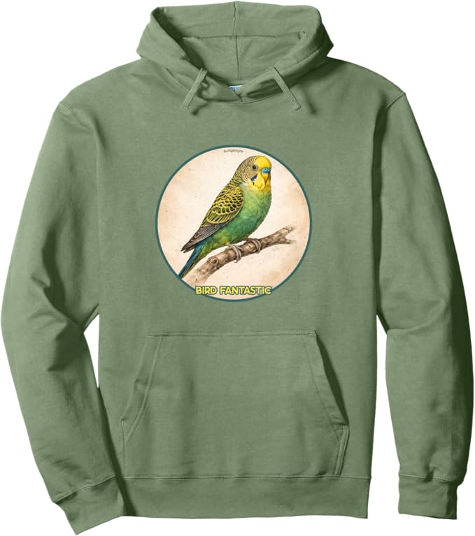 Retro Budgerigar Parrot Hoodie – Vintage Bird Design Sweatshirt