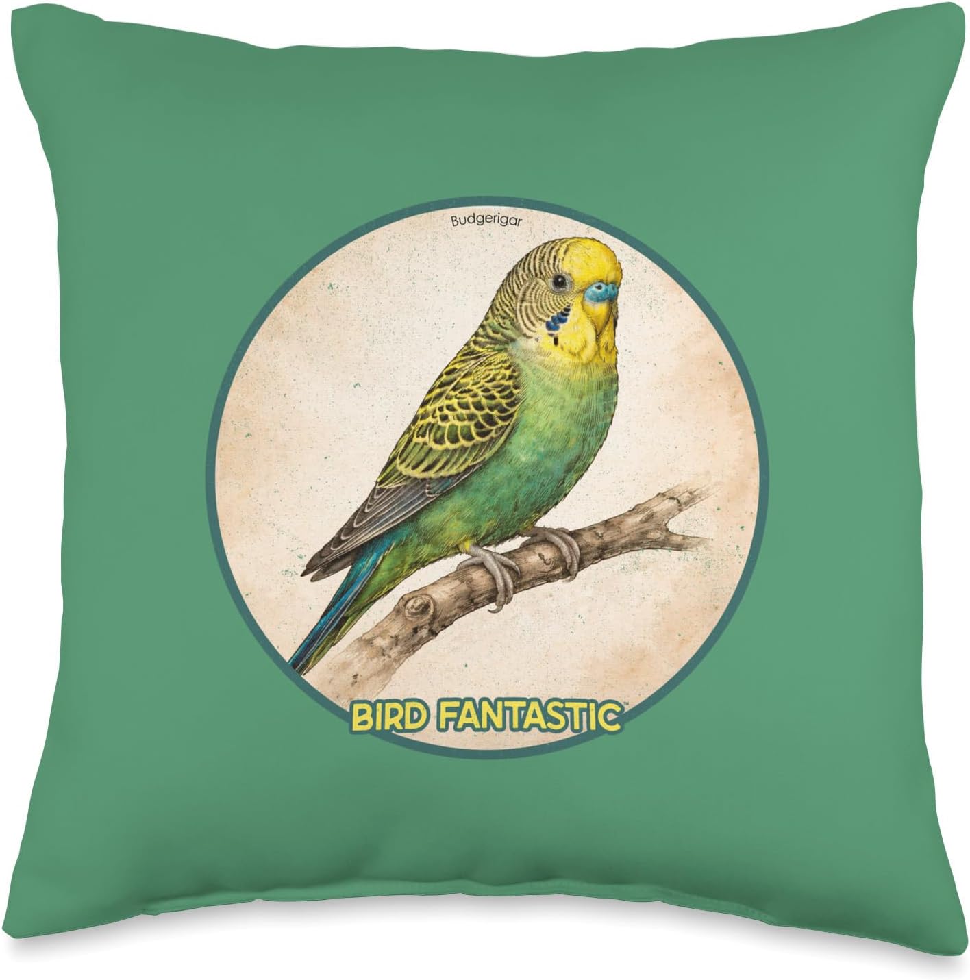 Colorful Retro Budgerigar Parrot Bird Design Throw Pillow | by Bird Fantastic