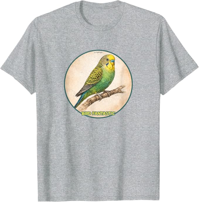 Retro Budgerigar Parrot T-Shirt Design 10 Colors by Bird Fantastic | Birding Graphic Tee
