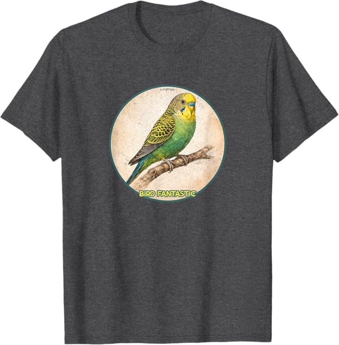 Retro Budgerigar Parrot T-Shirt Design 10 Colors by Bird Fantastic | Birding Graphic Tee