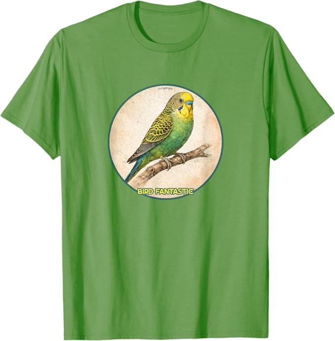 Retro Budgerigar Parrot T-Shirt Design 10 Colors by Bird Fantastic | Birding Graphic Tee