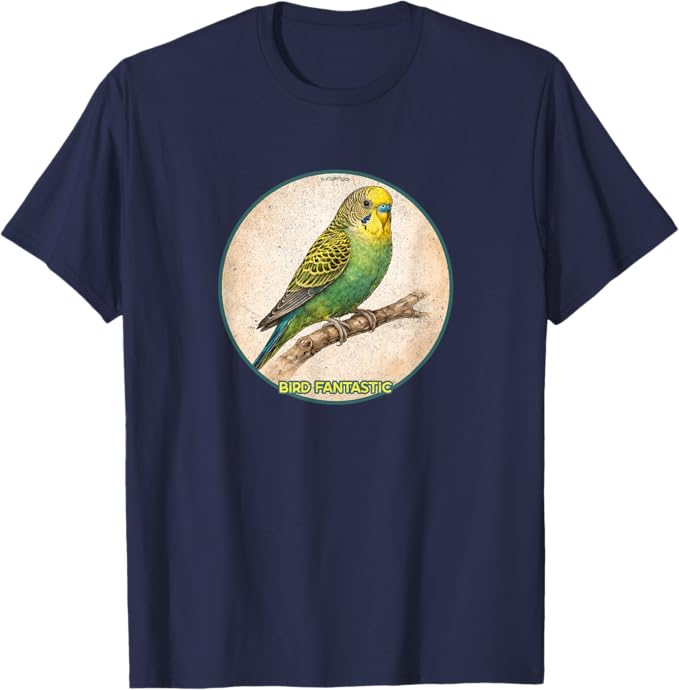 Retro Budgerigar Parrot T-Shirt Design 10 Colors by Bird Fantastic | Birding Graphic Tee