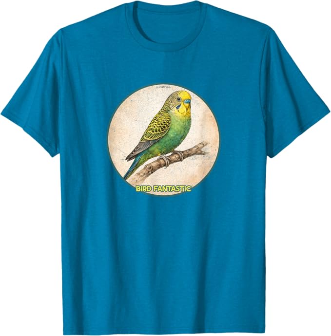 Retro Budgerigar Parrot T-Shirt Design 10 Colors by Bird Fantastic | Birding Graphic Tee