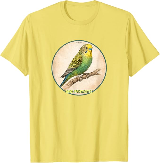 Retro Budgerigar Parrot T-Shirt Design 10 Colors by Bird Fantastic | Birding Graphic Tee