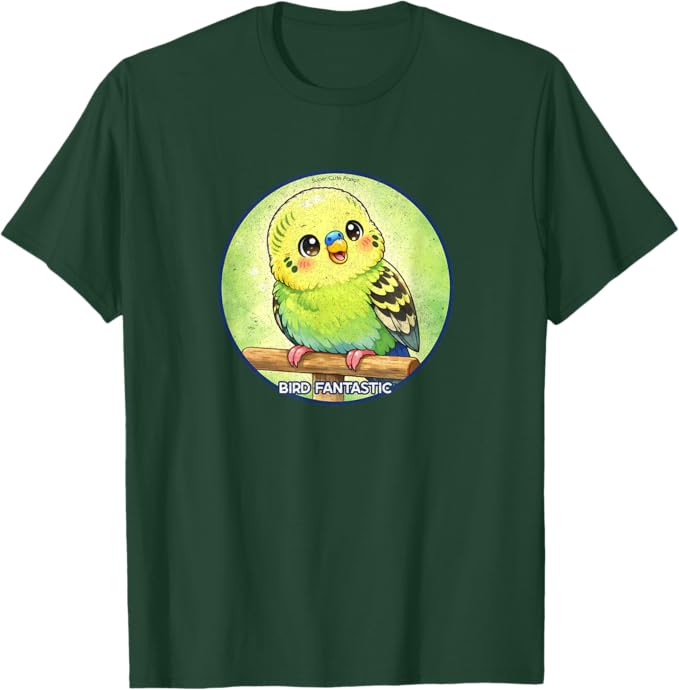Super Cute Budgie Parrot Anime Design by Bird Fantastic | Birding Graphic Tee