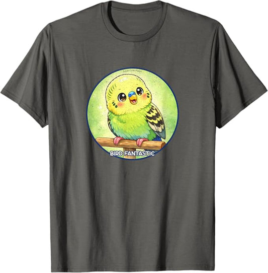 Super Cute Budgie Parrot Anime Design by Bird Fantastic | Birding Graphic Tee