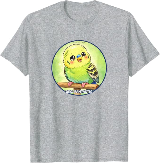 Super Cute Budgie Parrot Anime Design by Bird Fantastic | Birding Graphic Tee
