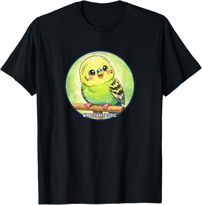 Super Cute Budgie Parrot Anime Design by Bird Fantastic | Birding Graphic Tee