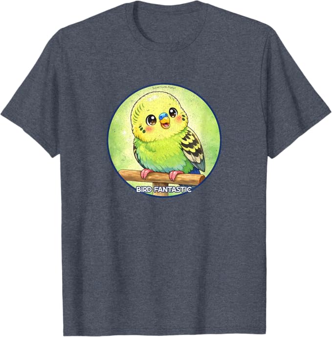 Super Cute Budgie Parrot Anime Design by Bird Fantastic | Birding Graphic Tee