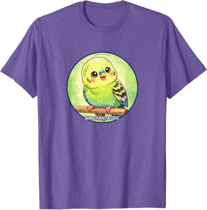 Super Cute Budgie Parrot Anime Design by Bird Fantastic | Birding Graphic Tee