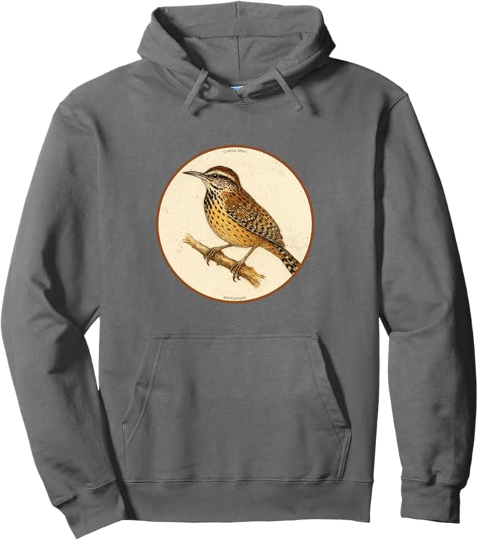 Retro Cactus Wren Hoodie – Vintage Bird Design Sweatshirt