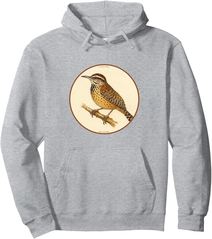 Retro Cactus Wren Hoodie – Vintage Bird Design Sweatshirt