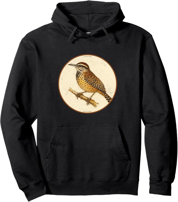 Retro Cactus Wren Hoodie – Vintage Bird Design Sweatshirt