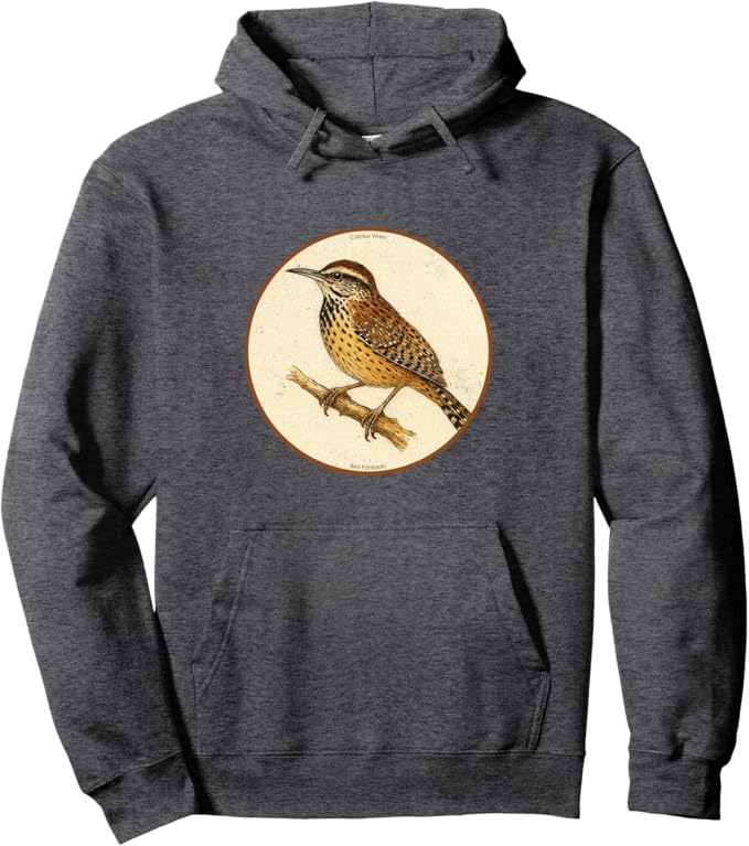 Retro Cactus Wren Hoodie – Vintage Bird Design Sweatshirt