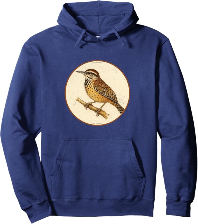 Retro Cactus Wren Hoodie – Vintage Bird Design Sweatshirt