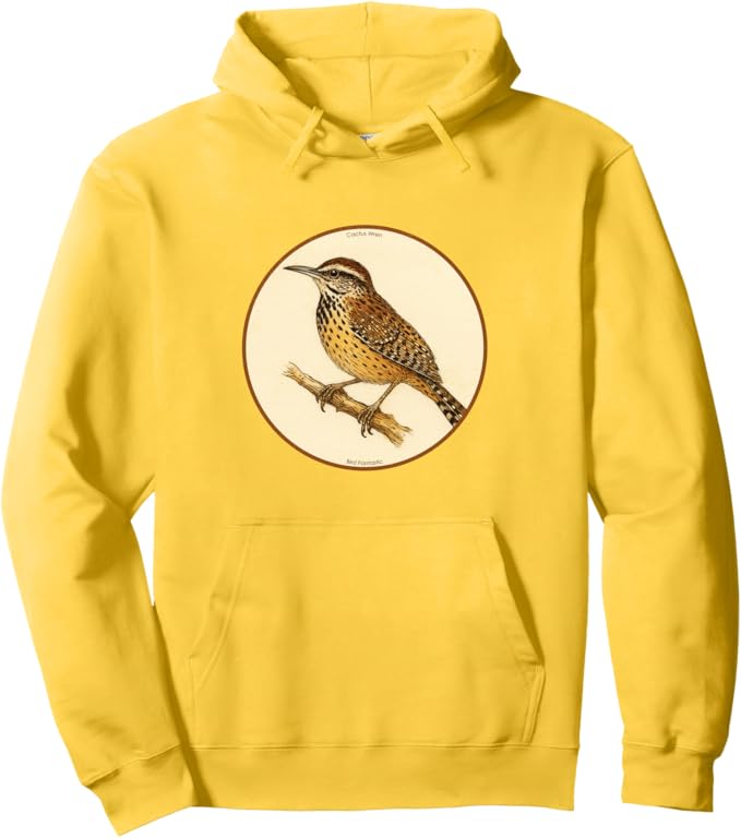 Retro Cactus Wren Hoodie – Vintage Bird Design Sweatshirt
