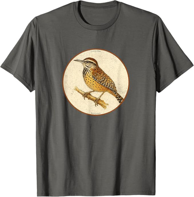 Cactus Wren T-Shirt Retro Design by Bird.fan | Birding Graphic Tee