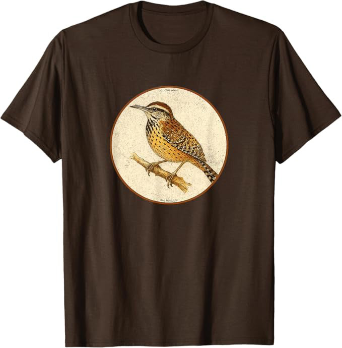 Cactus Wren T-Shirt Retro Design by Bird.fan | Birding Graphic Tee
