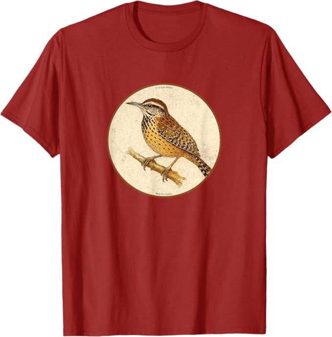 Cactus Wren T-Shirt Retro Design by Bird.fan | Birding Graphic Tee