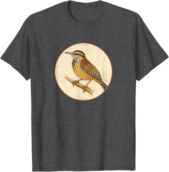 Cactus Wren T-Shirt Retro Design by Bird.fan | Birding Graphic Tee