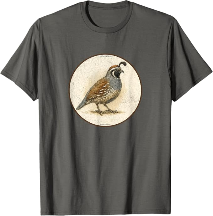 California Quail T-Shirt Retro Design by Bird.fan | Men's Birding Graphic Tee